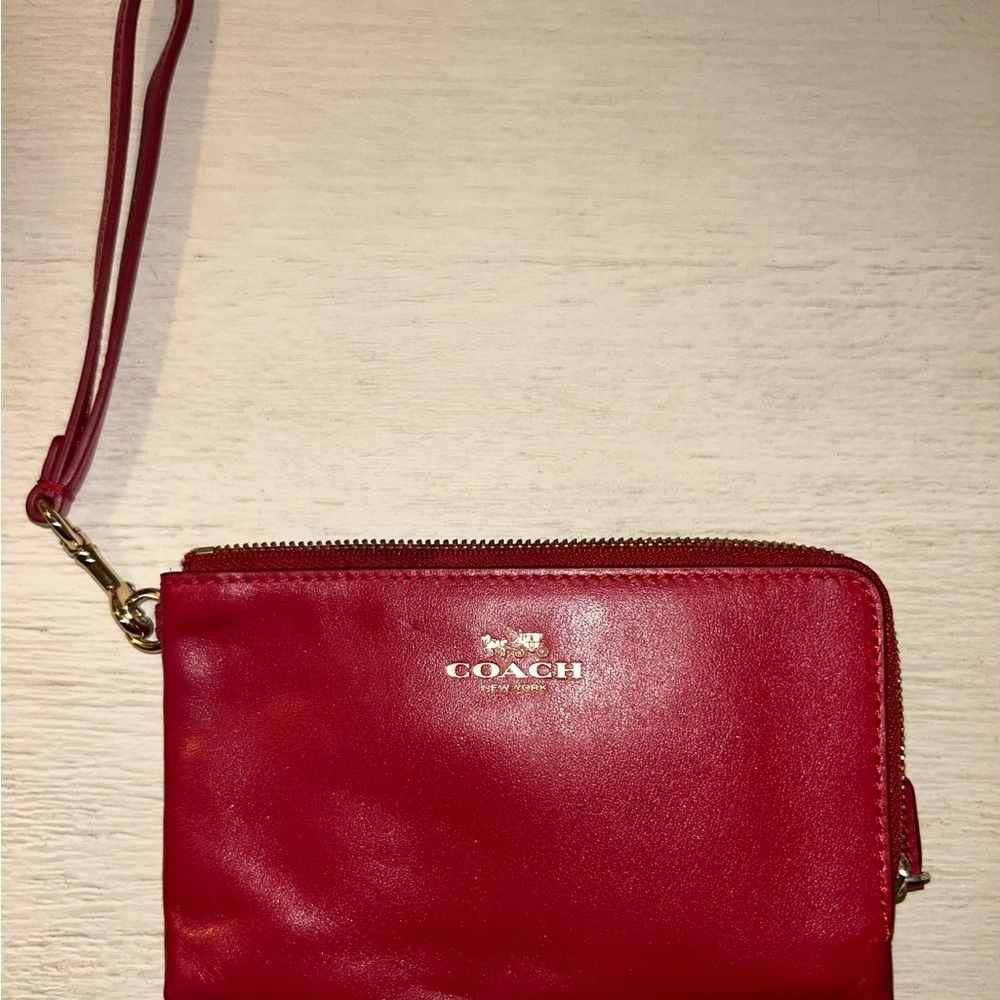 Coach Cherry Red Leather Wristlet
